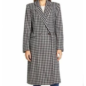 NWT BeachLunchLounge Tyler Plaid Wool Blend Coat Black White Checkered L 🖤🤍